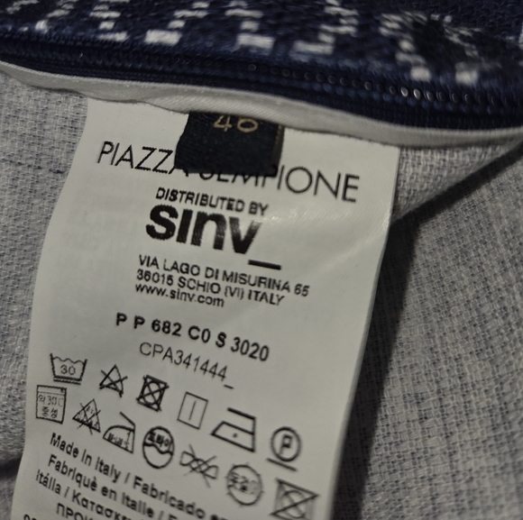 Piazza Sempione Blue And White Patterned Pants Made In Italy - Picture 8 of 10